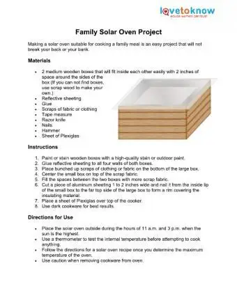 Progetto di forno solare familiare