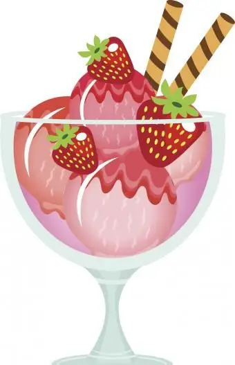 Dessert de crème glacée et de fraises