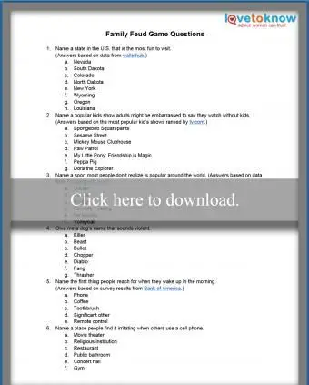 Family Feud Game Questions