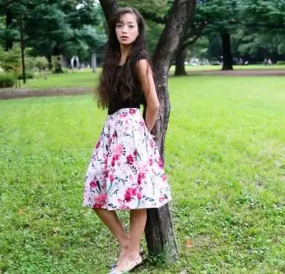 플로럴 프린트 플레어 밑단 드레스