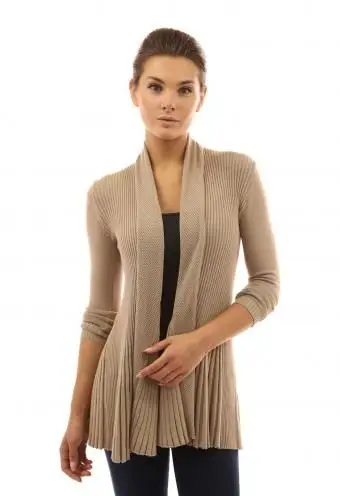 PattyBoutik Cardigan con collo drappeggiato e orlo con volant