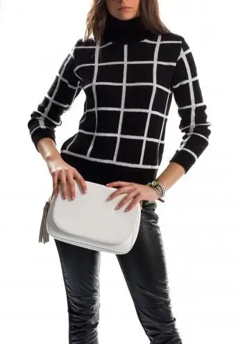 Pantaloni di pelle top a scacchi