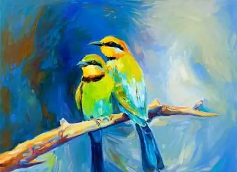 예술에 대한 풍수 팁에 대한 두 마리의 새 그림