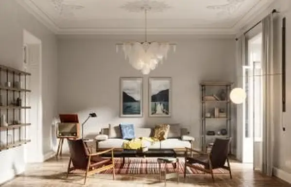 Innenraum eines Wohnzimmers mit Lampen