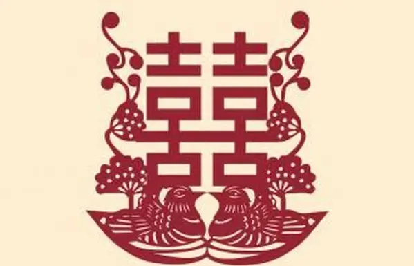 סמל אושר כפול עם ברווזי מנדרינה