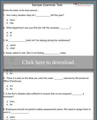 인쇄 가능한 문법 테스트