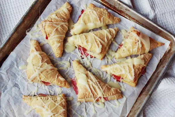 Toaster Strudel on a baking pan. 