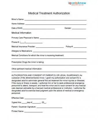 טופס שחרור רפואי לקטינים