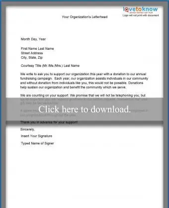 List dotyczący darowizn w ramach kampanii pozyskiwania funduszy