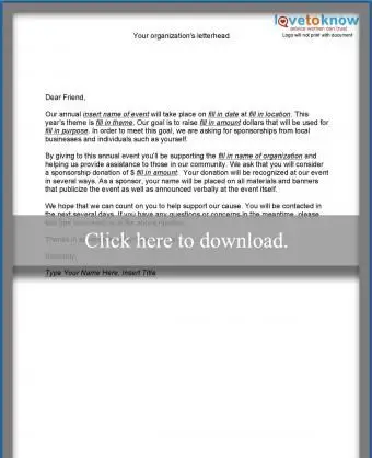 List z prośbą o sponsoring