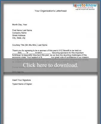 List z podziękowaniami od sponsora