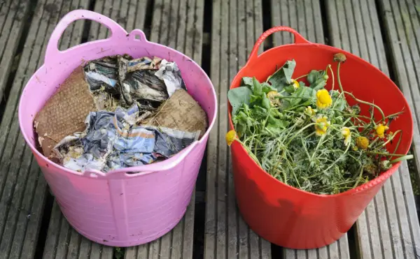Buckets of garden waste
