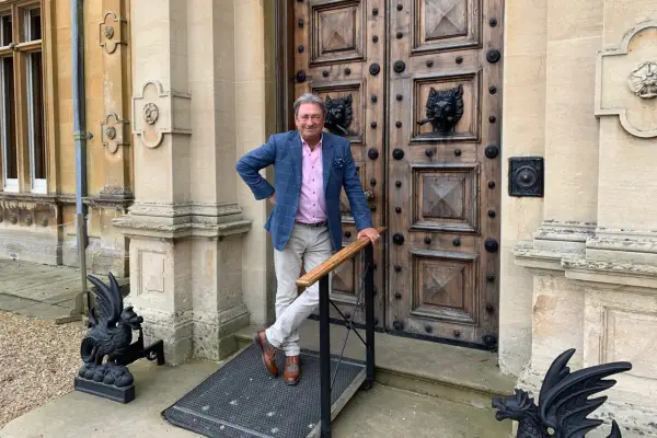 Alan at the entrance to Highclere Castle