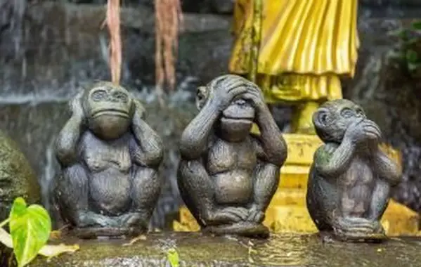 Estátua de Macaco em Madeira no Jardim