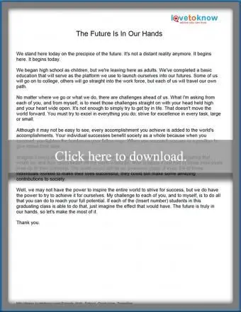 미래는 우리 손에 있습니다 졸업 연설