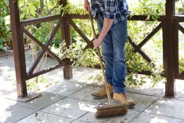 Brushing a patio