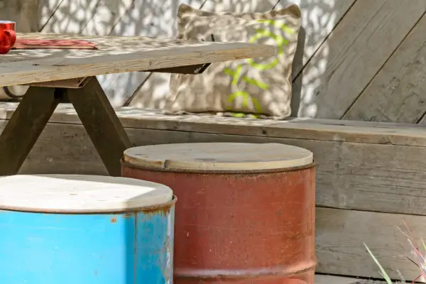 Upcycling - oil drum seats