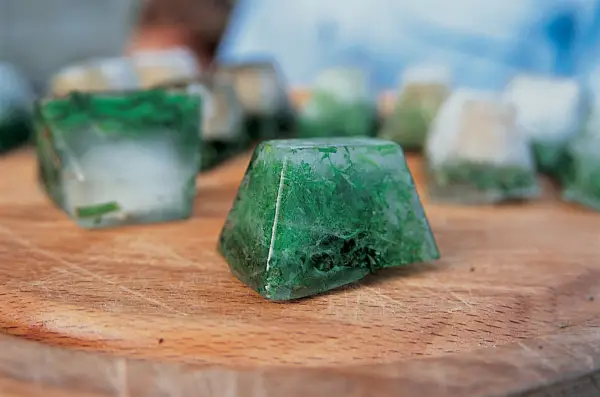 Finished herb ice cubes