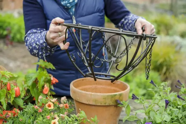Placing the basket in a plant pot
