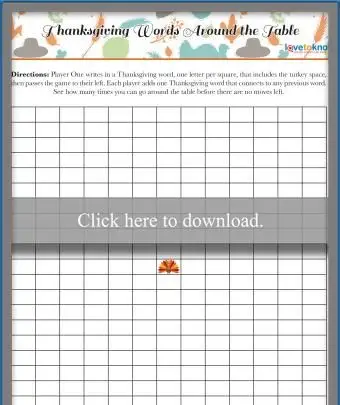 Gra słów w Święto Dziękczynienia przy stole