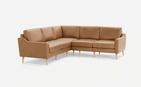 brown leather corner sectional