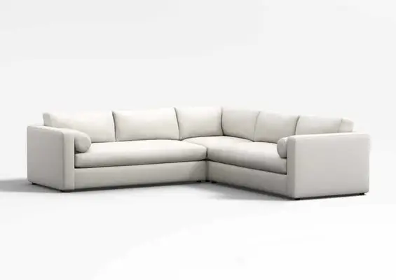 white fabric corner sectional