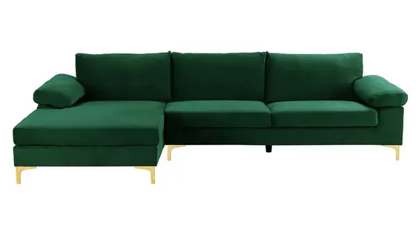 green velvet sectional sofa