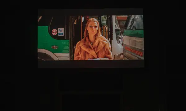 projector screen at night