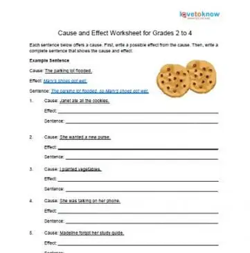 Arkusz przyczynowo-skutkowy od 2 do 4 klasy