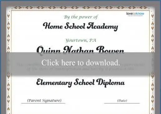 Modèle de diplôme d'école à la maison élémentaire