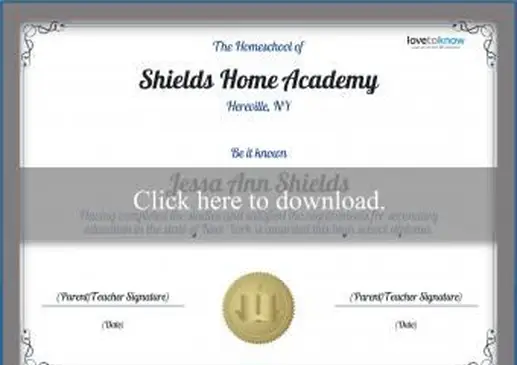 Modèle de diplôme de lycée à domicile