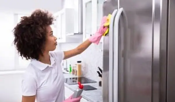 Réfrigérateur de nettoyage de femme