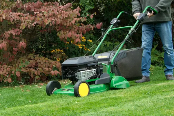 Mowing a lawn