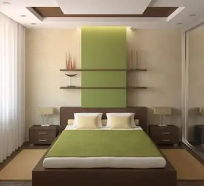 棚付きのモダンなベッドルーム