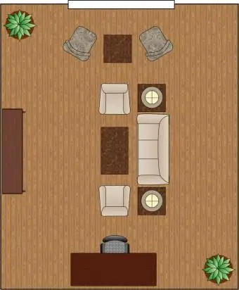 リビングルームの配置が分かれています