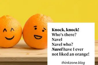 Bussa, bussa! Chi c'è? Ombelico Ombelico chi? Ombelico, non mi è mai piaciuta l'arancia!