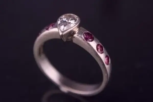 Bague de fiançailles/mariage diamant rose et blanc