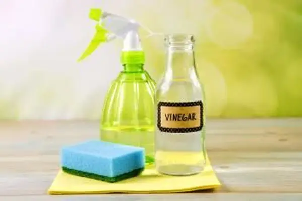 Vinaigre blanc en vaporisateur pour éliminer les taches et les odeurs