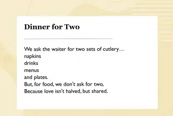 Jantar para dois poema