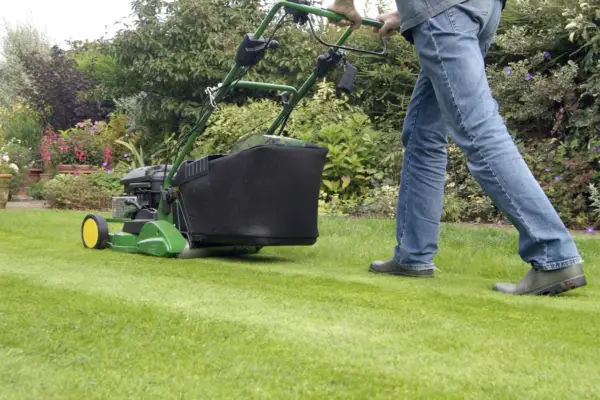 Mowing stripes onto a lawn