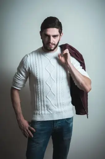 Denim a krémový sveter Dark Wash