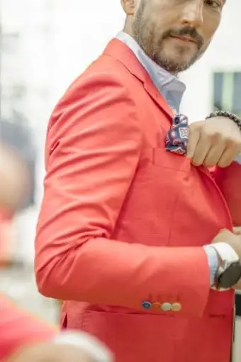 Jaqueta de terno cor de pêssego brilhante