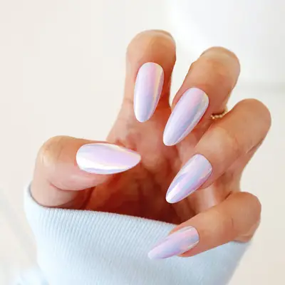 pink and blue iridescent nails