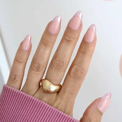 pink french chrome tips