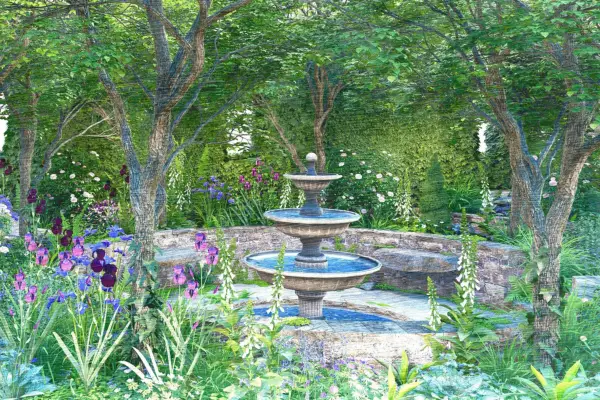 Illustration of how The Bridgerton Garden will look at Chelsea. Holly Johnston/Garden Visuals