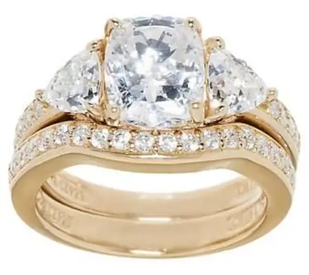 Epiphany Diamonique 2,95 ct tw 100-Facet 2-un. Conjunto de anel nupcial