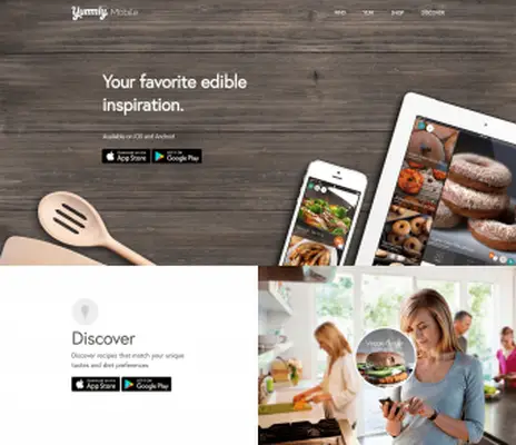 Captura de tela da página inicial do Yummly