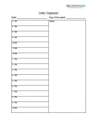 Impressão do organizador diário