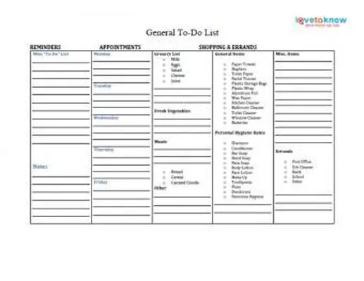 lista geral de tarefas