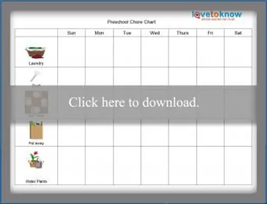 תרשים מטלות שבועיות לגיל הרך